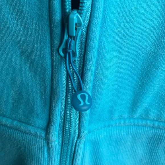 Lululemon Scuba Hoodie Full Zip Cotton Fleece Teal Blue Size 6 - Picture 11 of 13